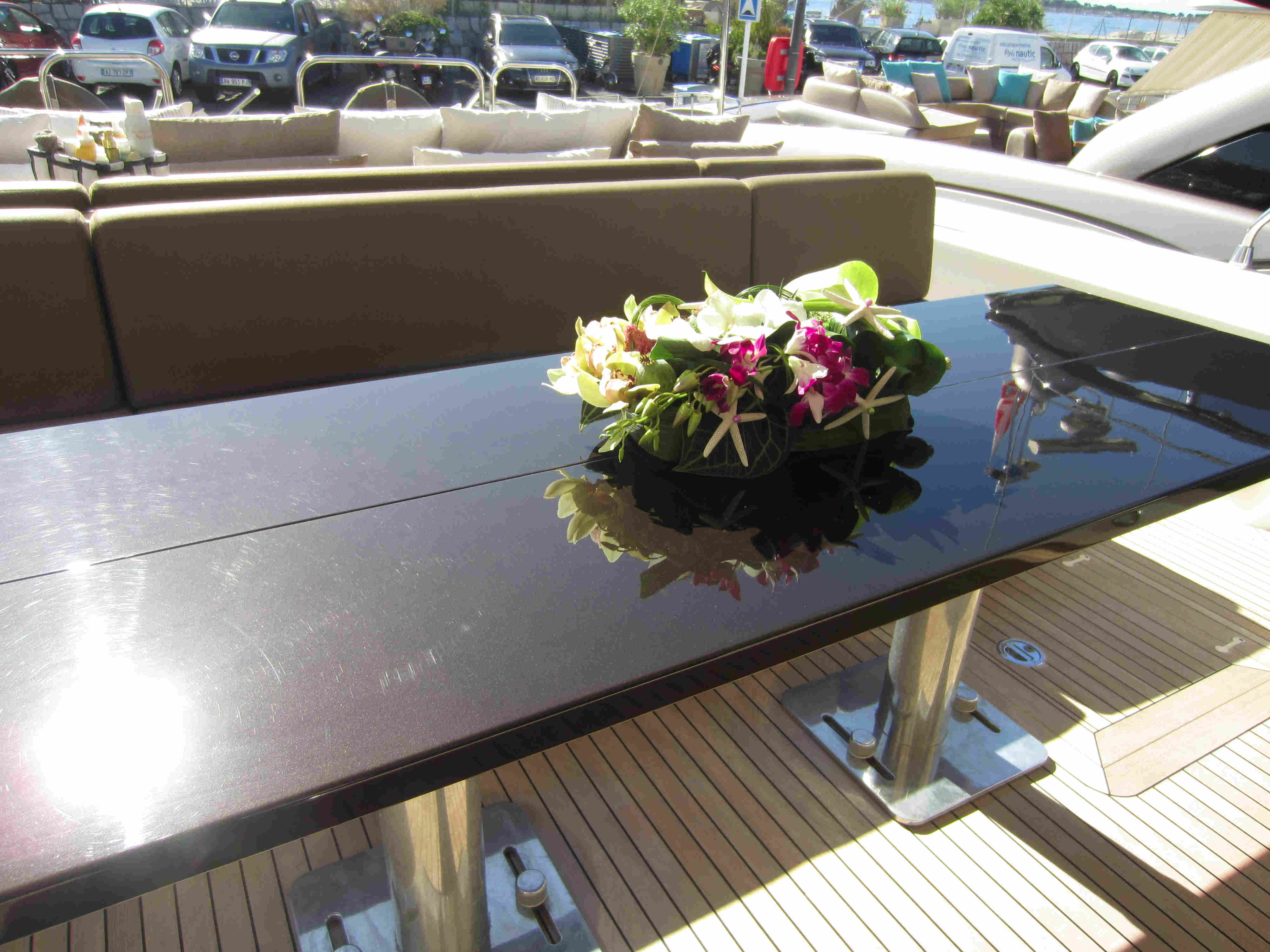 Yacht ALEON Aft Deck Table Luxury Yacht Browser by CHARTERWORLD Superyacht Charter
